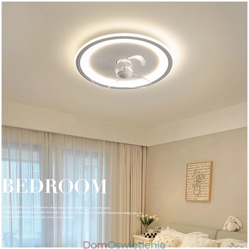 Nordic Round Ultra cienka, cicha, niewidoczna, ściemnialna, montowana na płasko lampa wentylatora, pełne spektrum ochrony oczu