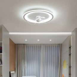 Nordic Round Ultra cienka, cicha, niewidoczna, ściemnialna, montowana na płasko lampa wentylatora, pełne spektrum ochrony oczu