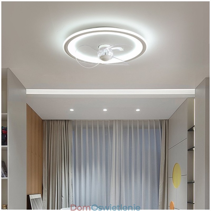 Nordic Round Ultra cienka, cicha, niewidoczna, ściemnialna, montowana na płasko lampa wentylatora, pełne spektrum ochrony oczu