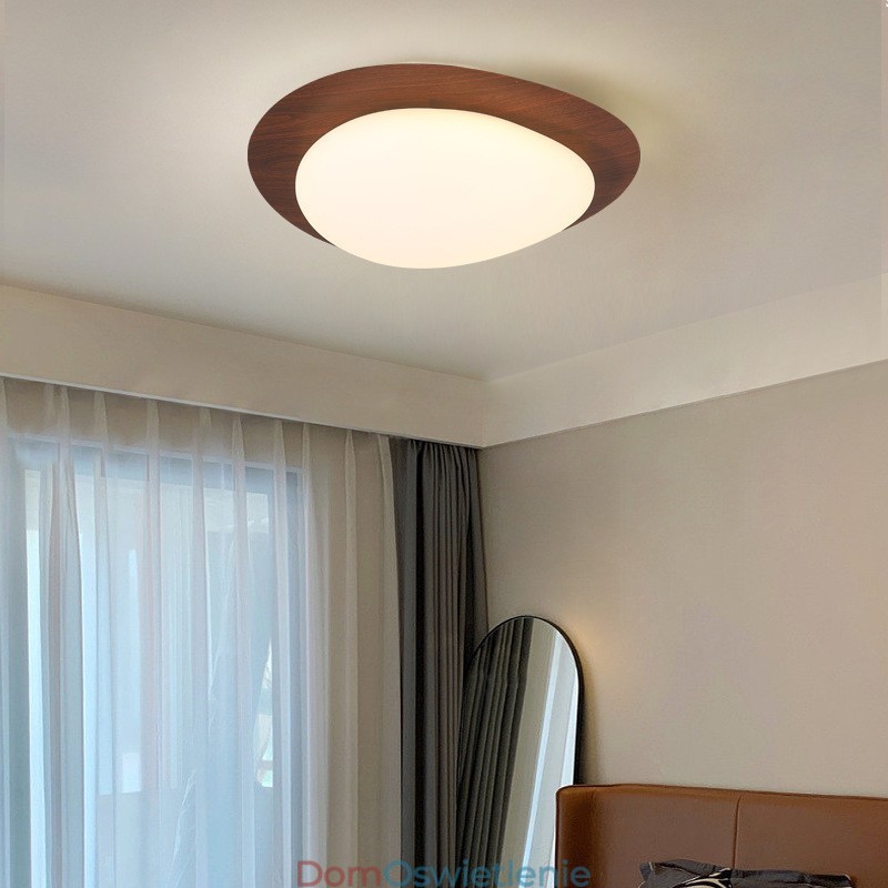 Ściemnialna lampa sufitowa Nordic Log Grain Pebble z ochroną oczu o pełnym spektrum