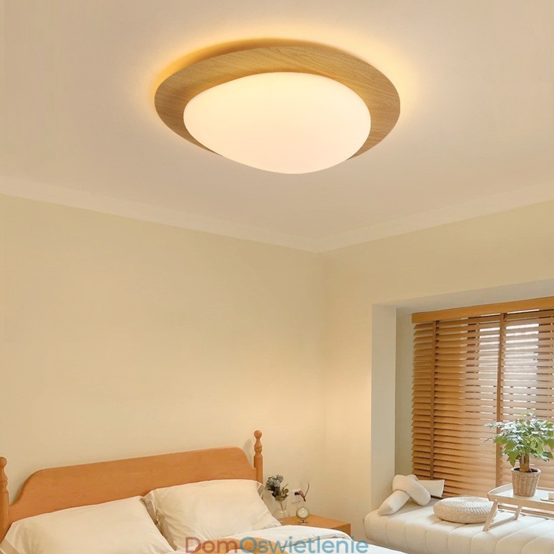 Ściemnialna lampa sufitowa Nordic Log Grain Pebble z ochroną oczu o pełnym spektrum