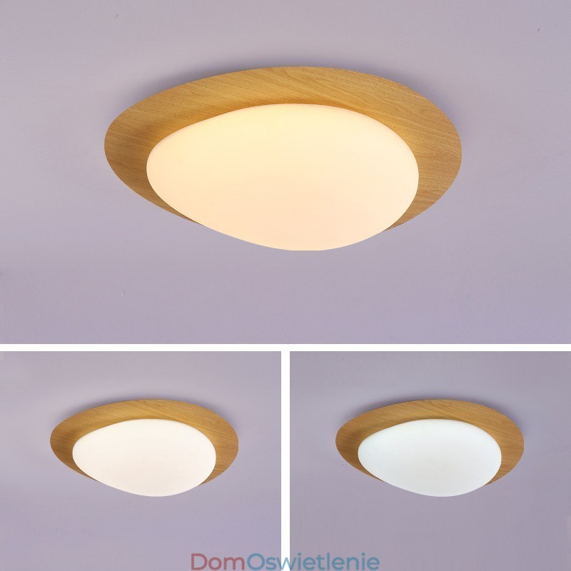 Ściemnialna lampa sufitowa Nordic Log Grain Pebble z ochroną oczu o pełnym spektrum