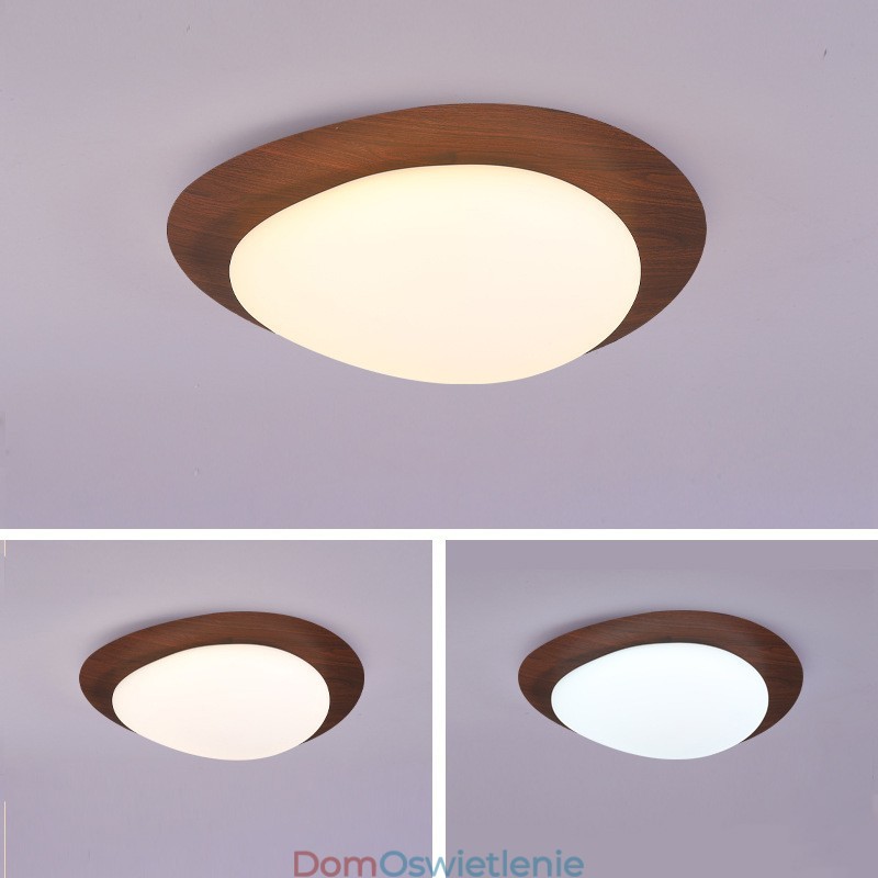 Ściemnialna lampa sufitowa Nordic Log Grain Pebble z ochroną oczu o pełnym spektrum