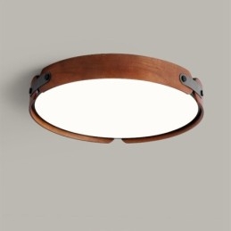 Nordic Round Simple Black Walnut Wood Flush Mounted Sufitowa lampa