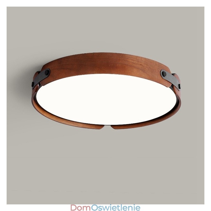 Nordic Round Simple Black Walnut Wood Flush Mounted Sufitowa lampa