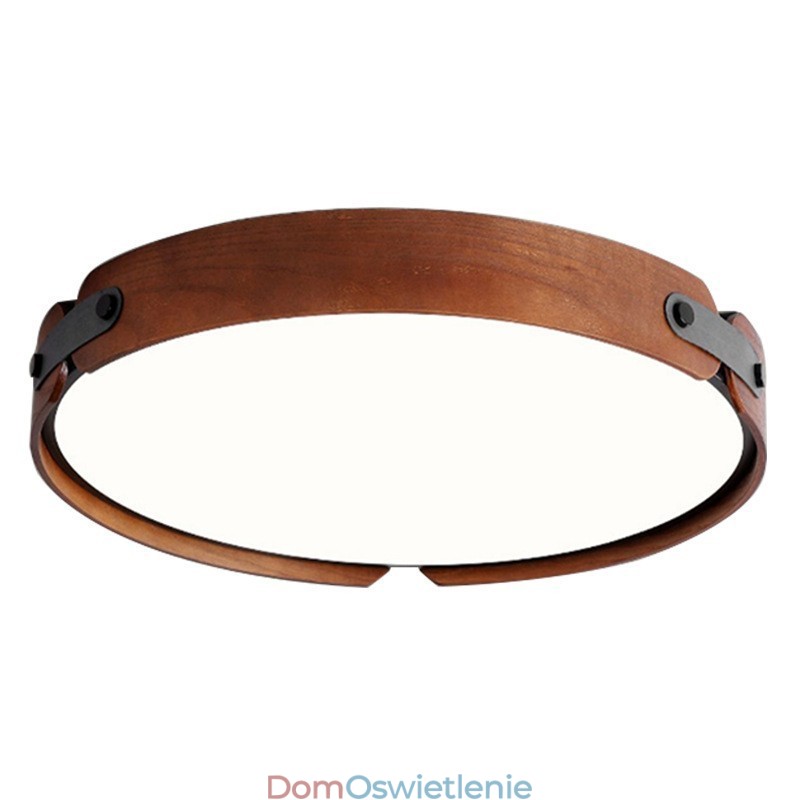 Nordic Round Simple Black Walnut Wood Flush Mounted Sufitowa lampa