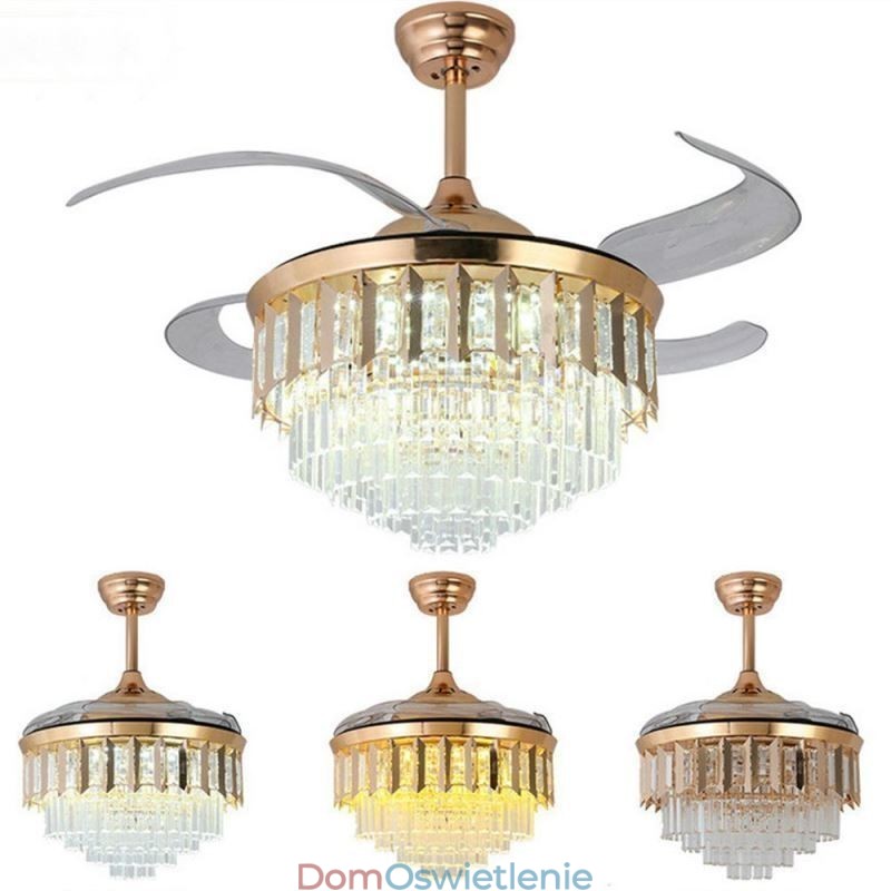Rozsuwany wentylator sufitowy Kryształowy wentylator sufitowy