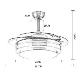 Nowoczesna lampa sufitowa z wentylatorem ABS, łopatka wentylatora, oświetlenie akrylowe