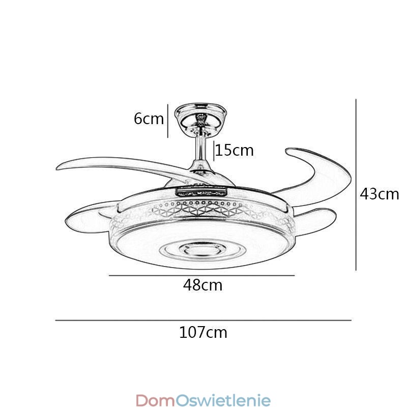 Nowoczesny wentylator sufitowy z wentylatorem inwerterowym i oświetleniem