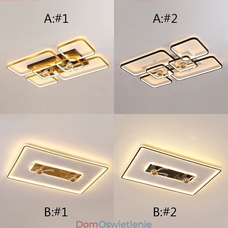 Wentylator sufitowy z oświetleniem, dekoracja, wentylator, akrylowa lampa