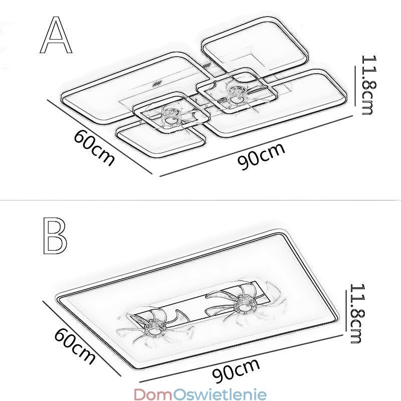 Wentylator sufitowy z oświetleniem, dekoracja, wentylator, akrylowa lampa