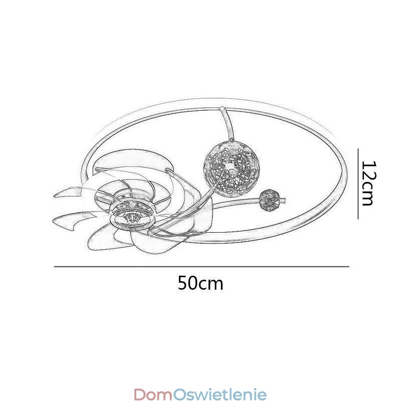 Wentylator sufitowy z oświetleniem, dekoracja, lampa, akryl