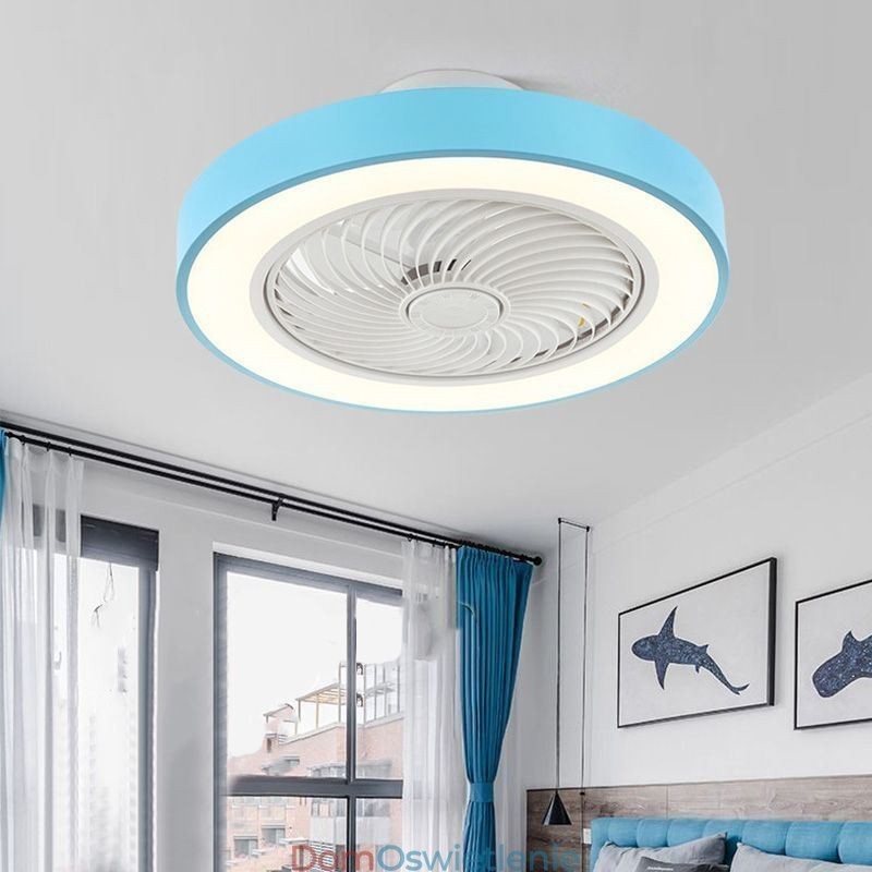 Nowoczesne lampy sufitowe z wentylatorem i pilotem, akrylowa okrągła lampa sufitowa