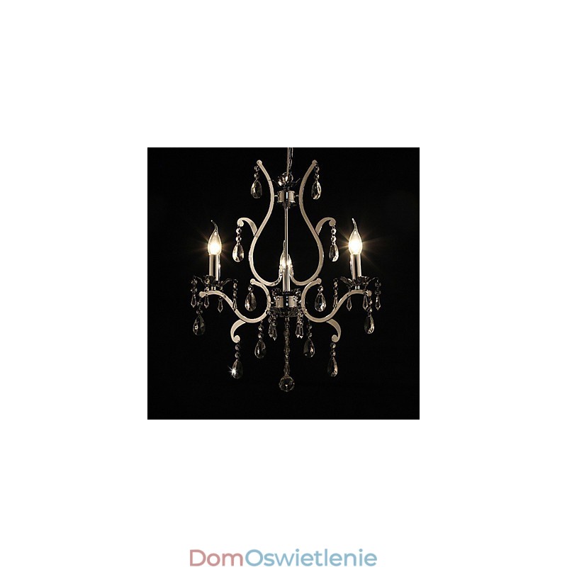 Kryształowy żyrandol z 3 światłami w metalu