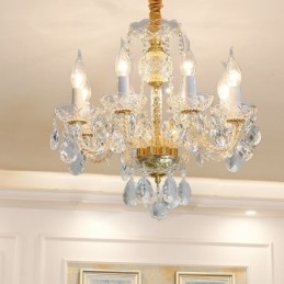 Europejski kryształowy żyrandol szklany korpus lampy 8 świateł złoty korpus lampy sufitowej