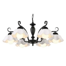 Nordic Żelazna Lampa Wisząca Kwiat Kształt Szklany Klosz Lampy Żyrandol