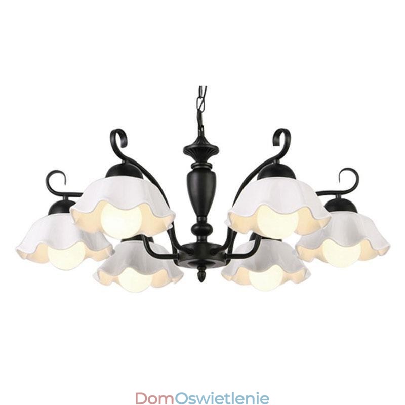 Nordic Żelazna Lampa Wisząca Kwiat Kształt Szklany Klosz Lampy Żyrandol