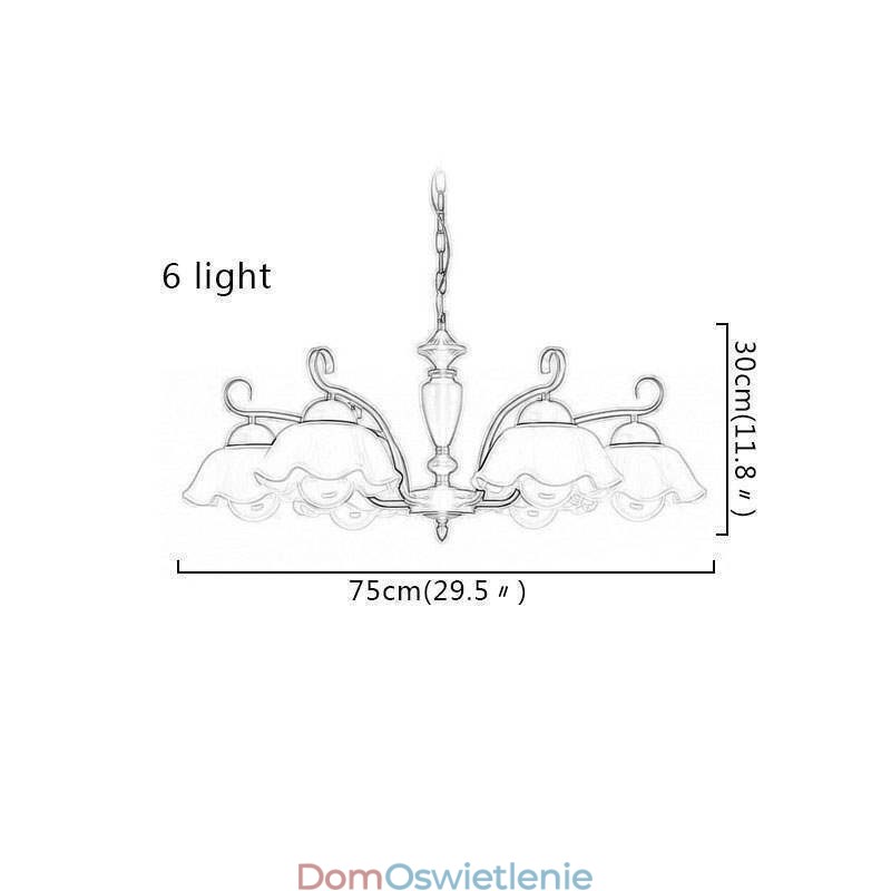 Nordic Żelazna Lampa Wisząca Kwiat Kształt Szklany Klosz Lampy Żyrandol