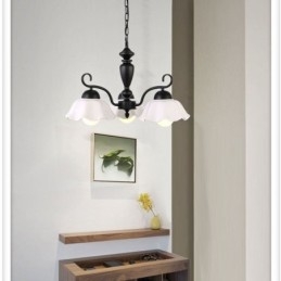 Nordic Żelazna Lampa Wisząca Kwiat Kształt Szklany Klosz Lampy Żyrandol