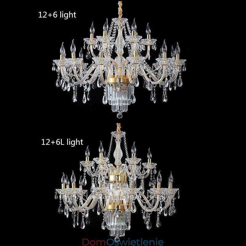 Duży kryształowy żyrandol, europejska klasyczna lampa wisząca