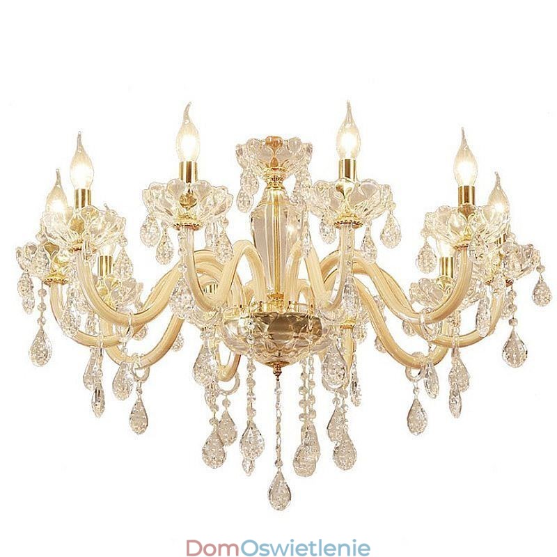Elegancki kryształowy żyrandol w stylu europejskim, szklana lampa wisząca