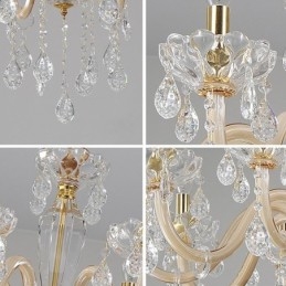 Elegancki kryształowy żyrandol w stylu europejskim, szklana lampa wisząca