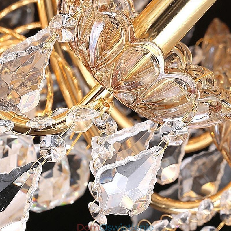 Duży luksusowy kryształowy żyrandol, europejskie złote oświetlenie sufitowe