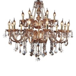 Europejski kryształowy żyrandol Elegancka duża lampa wisząca Bursztyn