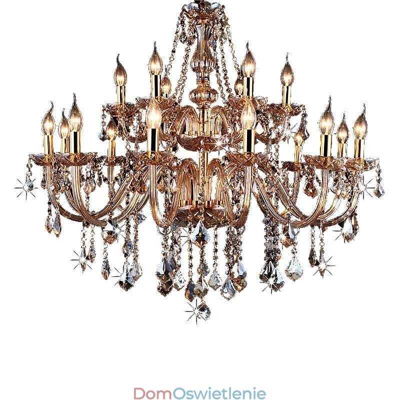 Europejski kryształowy żyrandol Elegancka duża lampa wisząca Bursztyn