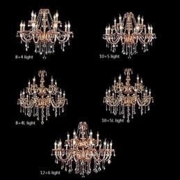 Europejski kryształowy żyrandol Elegancka duża lampa wisząca Bursztyn