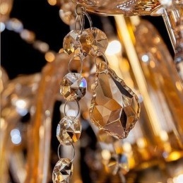 Europejski kryształowy żyrandol Elegancka duża lampa wisząca Bursztyn