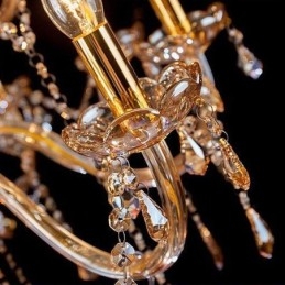 Europejski kryształowy żyrandol Elegancka duża lampa wisząca Bursztyn