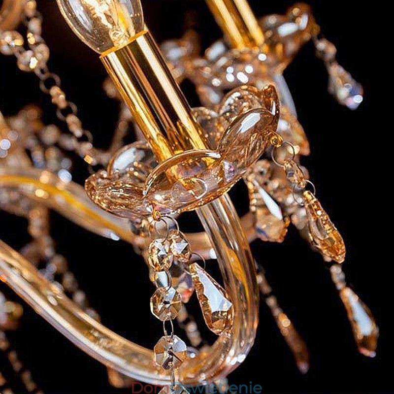 Europejski kryształowy żyrandol Elegancka duża lampa wisząca Bursztyn
