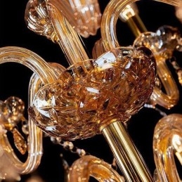 Europejski kryształowy żyrandol Elegancka duża lampa wisząca Bursztyn