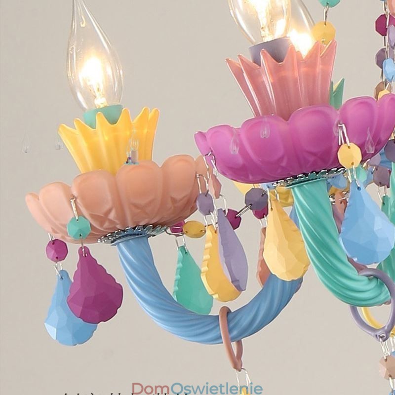 Europejski kolorowy kryształowy żyrandol Macaron wisząca lampa