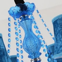 Europejski styl niebieski kryształowy żyrandol unikalna lampa wisząca