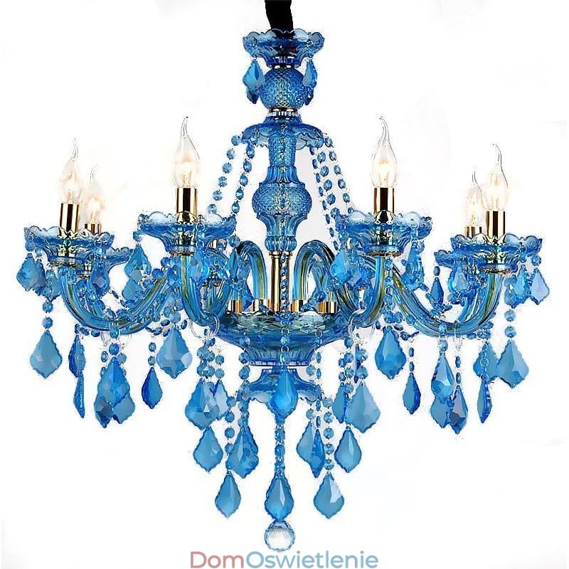 Duży niebieski kryształowy żyrandol europejska lampa wisząca