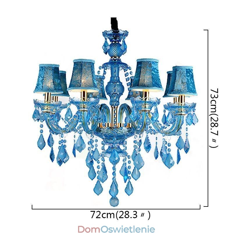 Duży niebieski kryształowy żyrandol europejska lampa wisząca