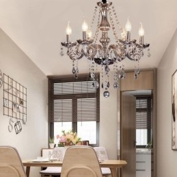 Elegancki kryształowy żyrandol w stylu europejskim, szklana lampa wisząca