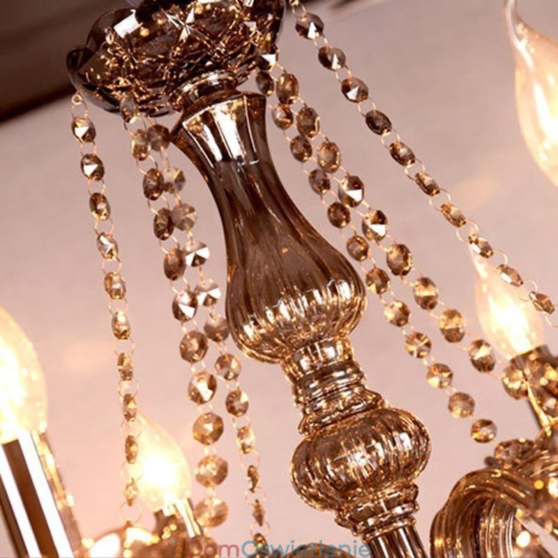 Elegancki kryształowy żyrandol w stylu europejskim, szklana lampa wisząca