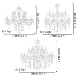 Duży europejski kryształowy żyrandol, elegancka lampa wisząca