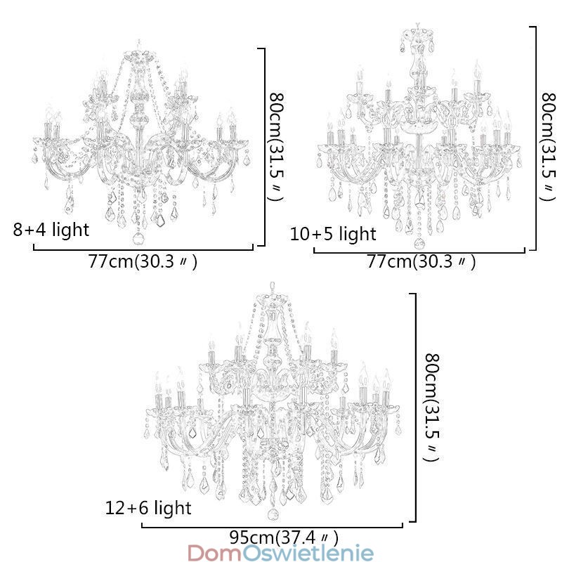 Duży europejski kryształowy żyrandol, elegancka lampa wisząca
