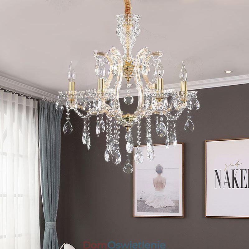 Elegancki kryształowy żyrandol europejska lampa wisząca
