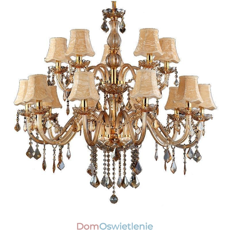 Duży luksusowy kryształowy żyrandol z europejskim bursztynowym oświetleniem sufitowym