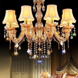 Europejski kryształowy żyrandol Elegancka bursztynowa lampa wisząca