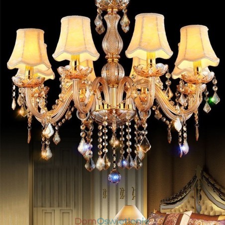 Europejski kryształowy żyrandol Elegancka bursztynowa lampa wisząca Europejski kryształowy żyrandol Elegancka bursztynowa lampa wisząca