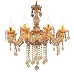 Europejski kryształowy żyrandol Elegancka bursztynowa lampa wisząca