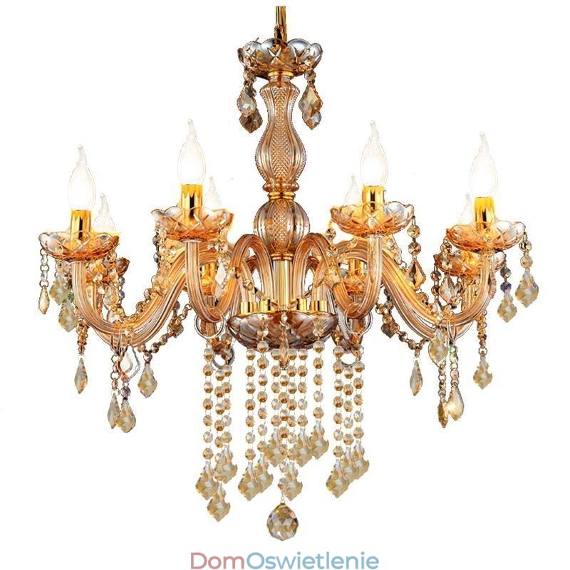 Europejski kryształowy żyrandol Elegancka bursztynowa lampa wisząca