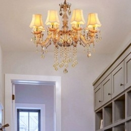 Europejski kryształowy żyrandol Elegancka bursztynowa lampa wisząca