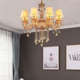 Europejski kryształowy żyrandol Elegancka bursztynowa lampa wisząca